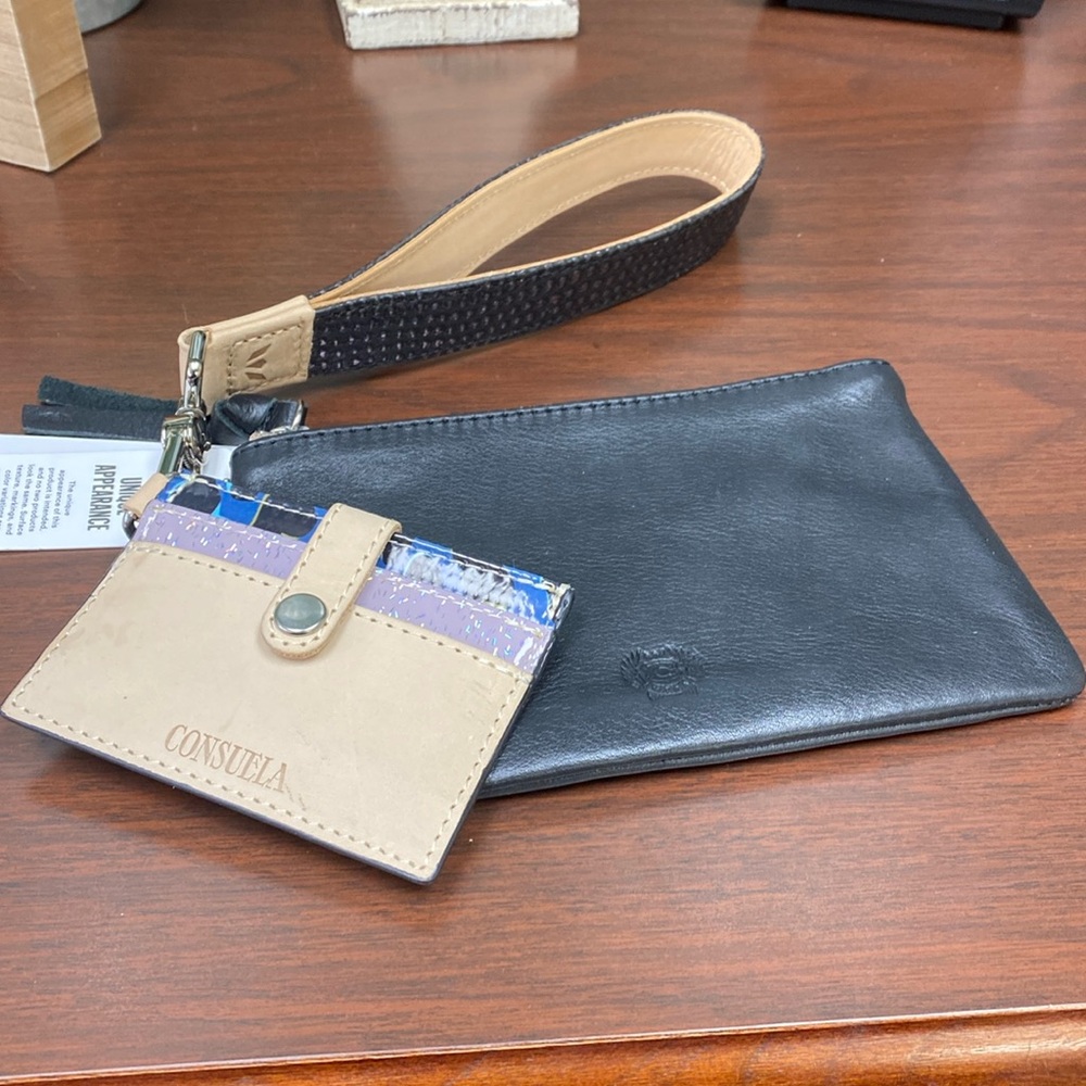 Consuela Wristlet Black Leather